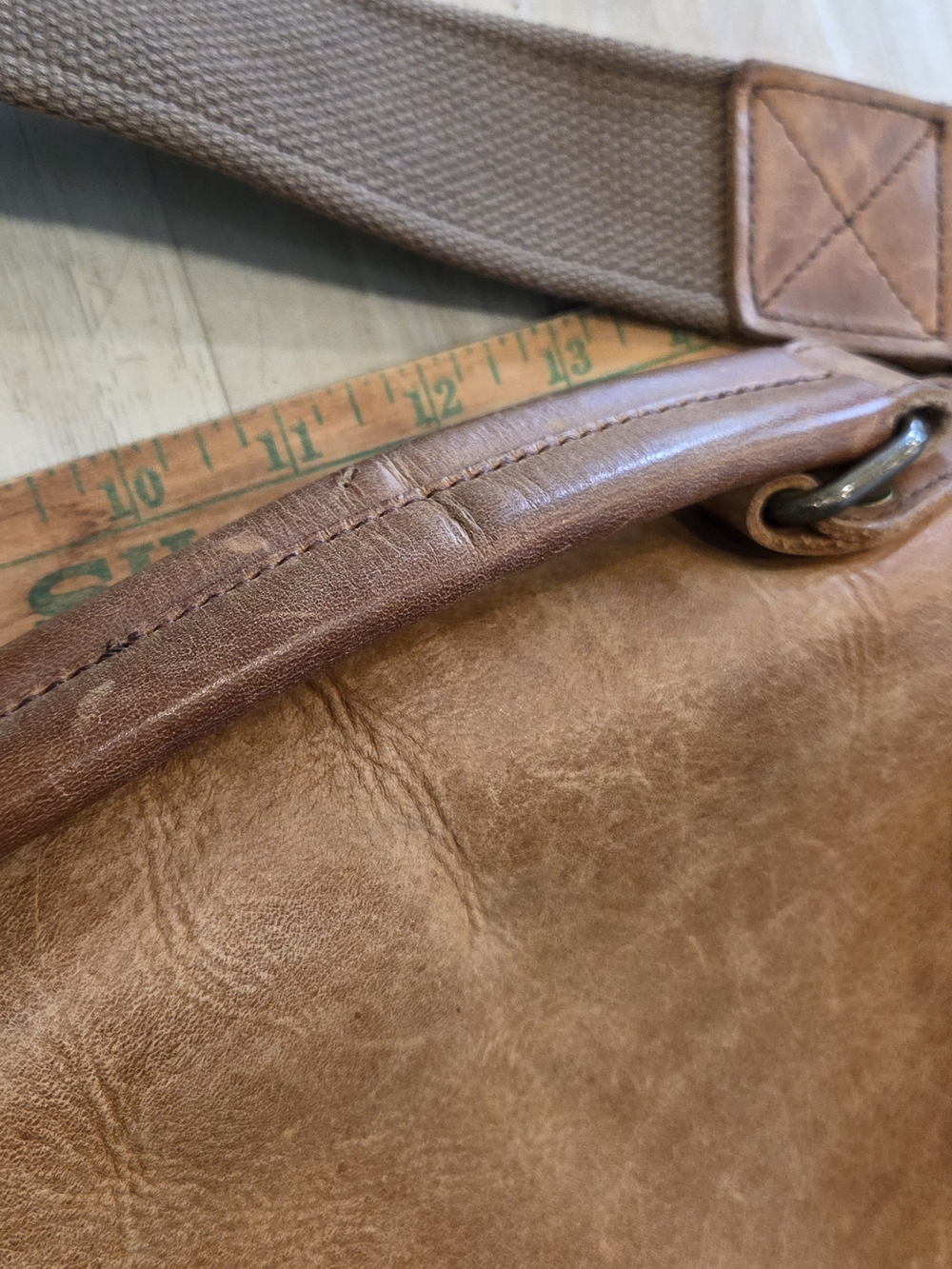 Wowbox Canvas & Leather Messenger Bag in Tan and Gray - Men's Shoulder Satchel - Picture 9 of 13